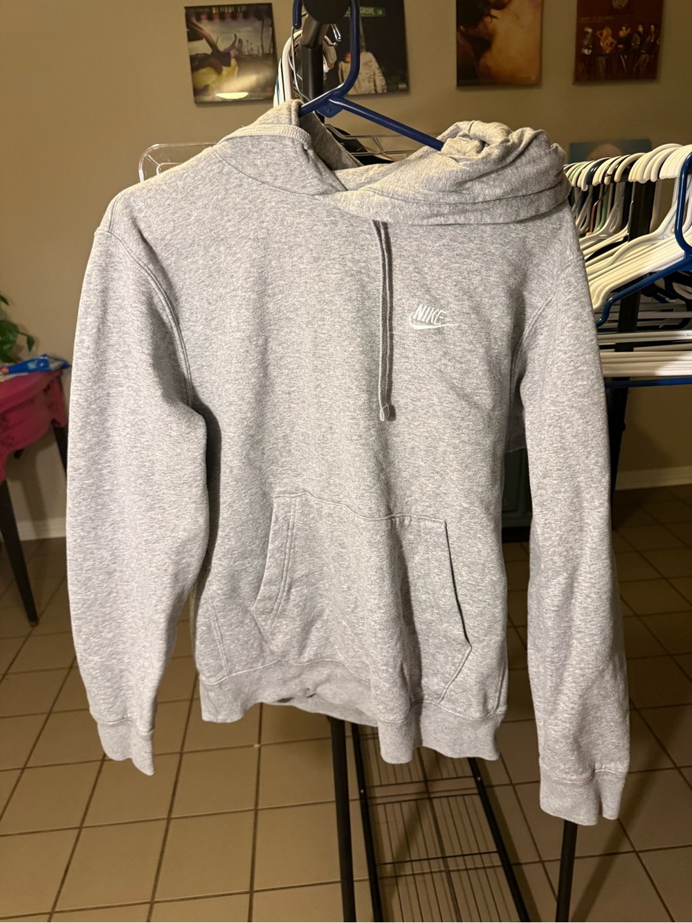Nike Heather Gray Hoodie with White Swoosh